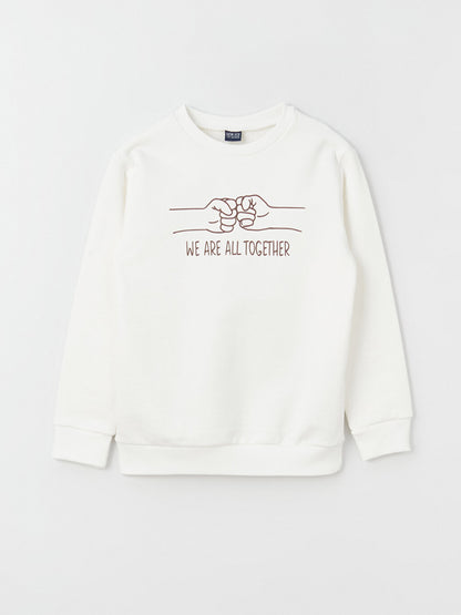 Crew Neck Printed Long Sleeve Boy's Sweatshirt