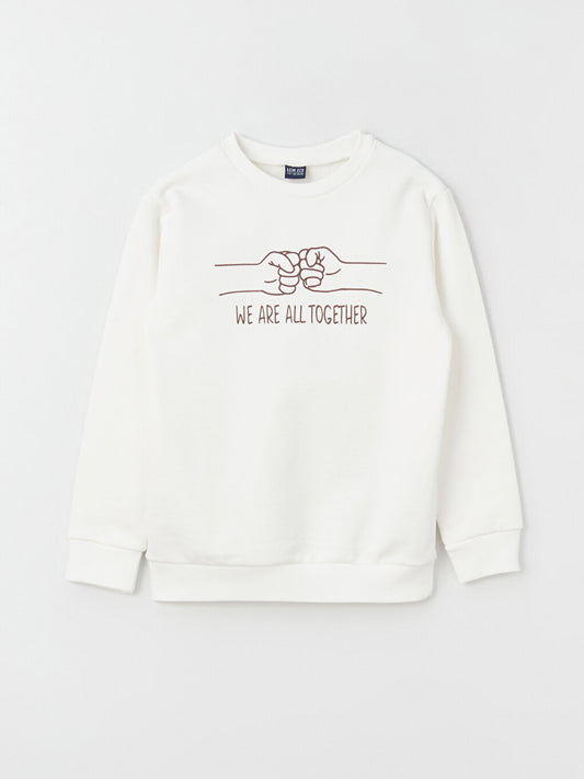 Crew Neck Printed Long Sleeve Boy's Sweatshirt