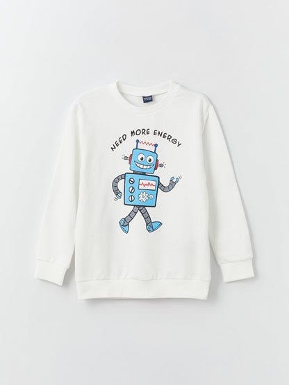 Crew Neck Printed Long Sleeve Boy's Sweatshirt