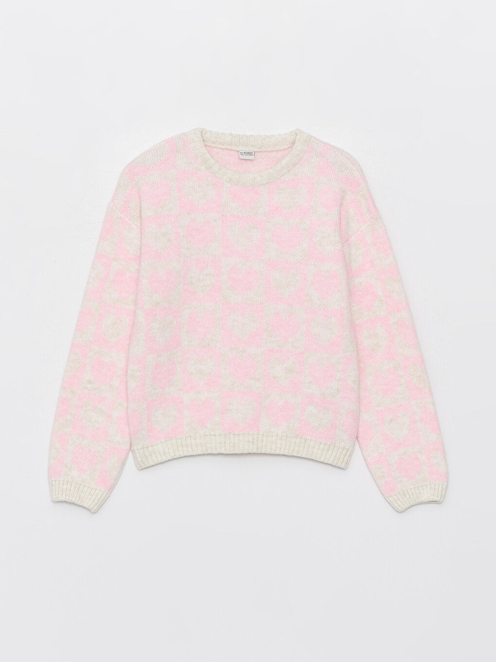 Crew Neck Patterned Long Sleeve Girl's Knitwear Sweater