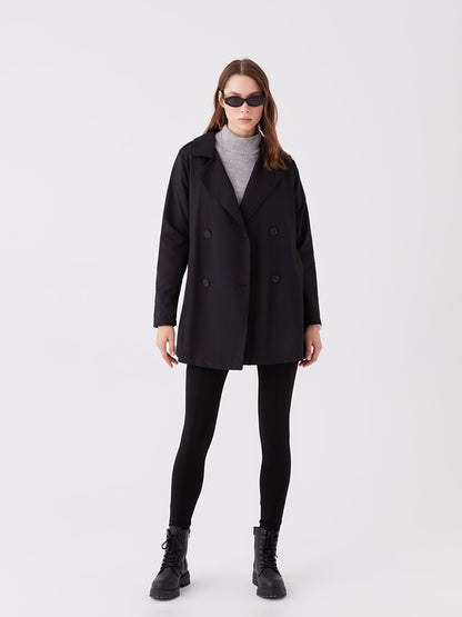 Women's Double Breasted Collar Plain Trench Coat