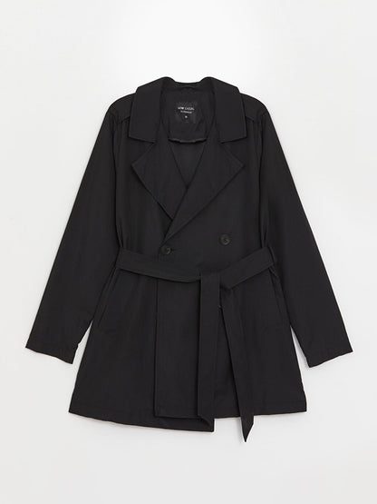 Women's Double Breasted Collar Plain Trench Coat