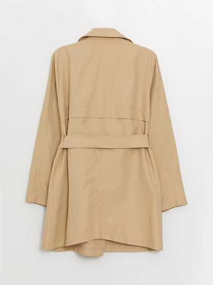 Women's Double Breasted Collar Plain Trench Coat