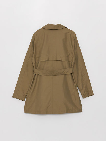 Women's Double Breasted Collar Plain Trench Coat