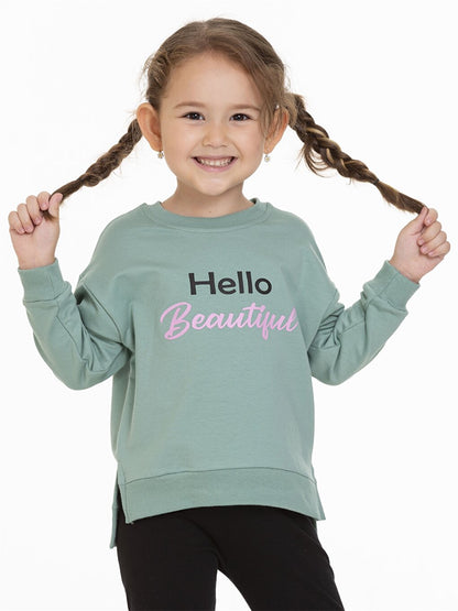 Crew Neck Printed Long Sleeve Girl's Sweatshirt