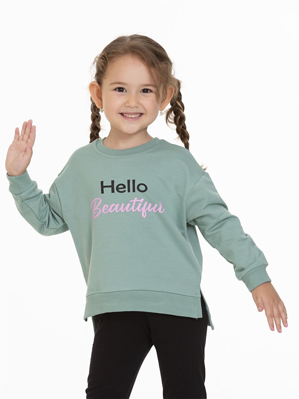 Crew Neck Printed Long Sleeve Girl's Sweatshirt