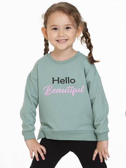 Crew Neck Printed Long Sleeve Girl's Sweatshirt