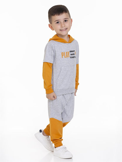 Hooded Baby Boy Sweatshirt and Tracksuit Bottom 2-Piece Set