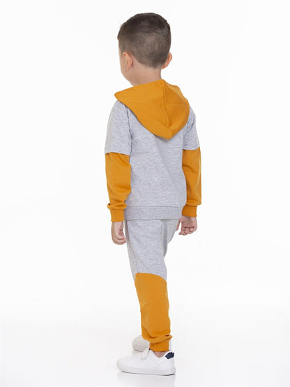 Hooded Baby Boy Sweatshirt and Tracksuit Bottom 2-Piece Set