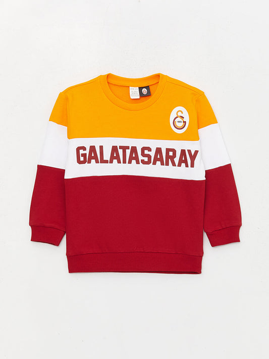 Crew Neck Long Sleeve Galatasaray Printed Baby Boy Sweatshirt