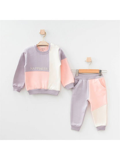 Crew Neck Long Sleeve Printed Baby Boy 2 Piece Set