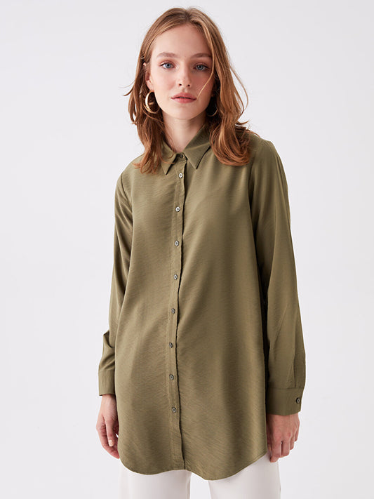 Plain Long Sleeve Women's Shirt Tunic