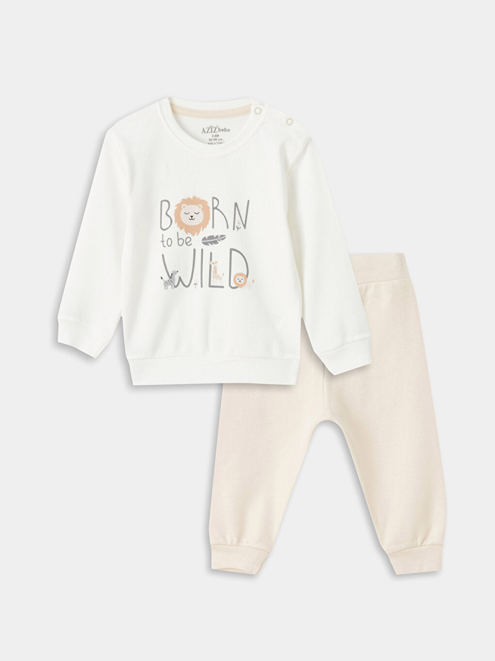 Crew Neck Long Sleeve Printed Baby Boy 2 Piece Set