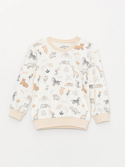 Crew Neck Long Sleeve Printed Baby Boy 2 Piece Set