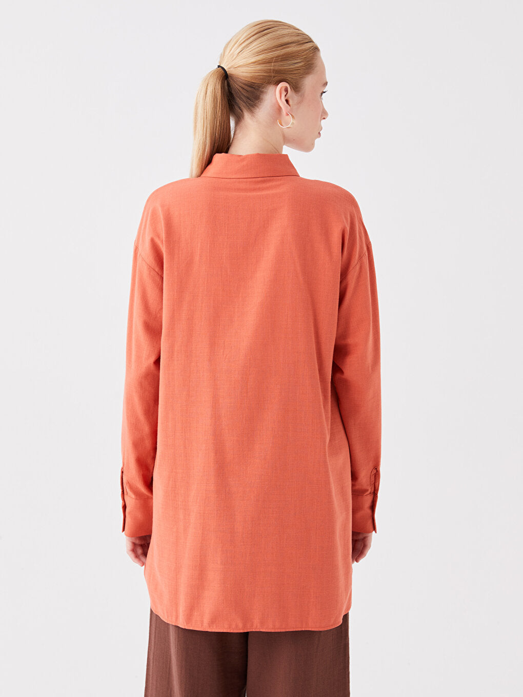 Plain Long Sleeve Oversize Women's Shirt Tunic