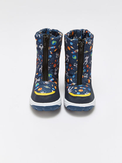 Printed Zippered Boy's Snow Boots