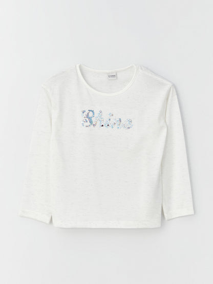 Crew Neck Reversible Sequined Long Sleeve Girl's T-Shirt