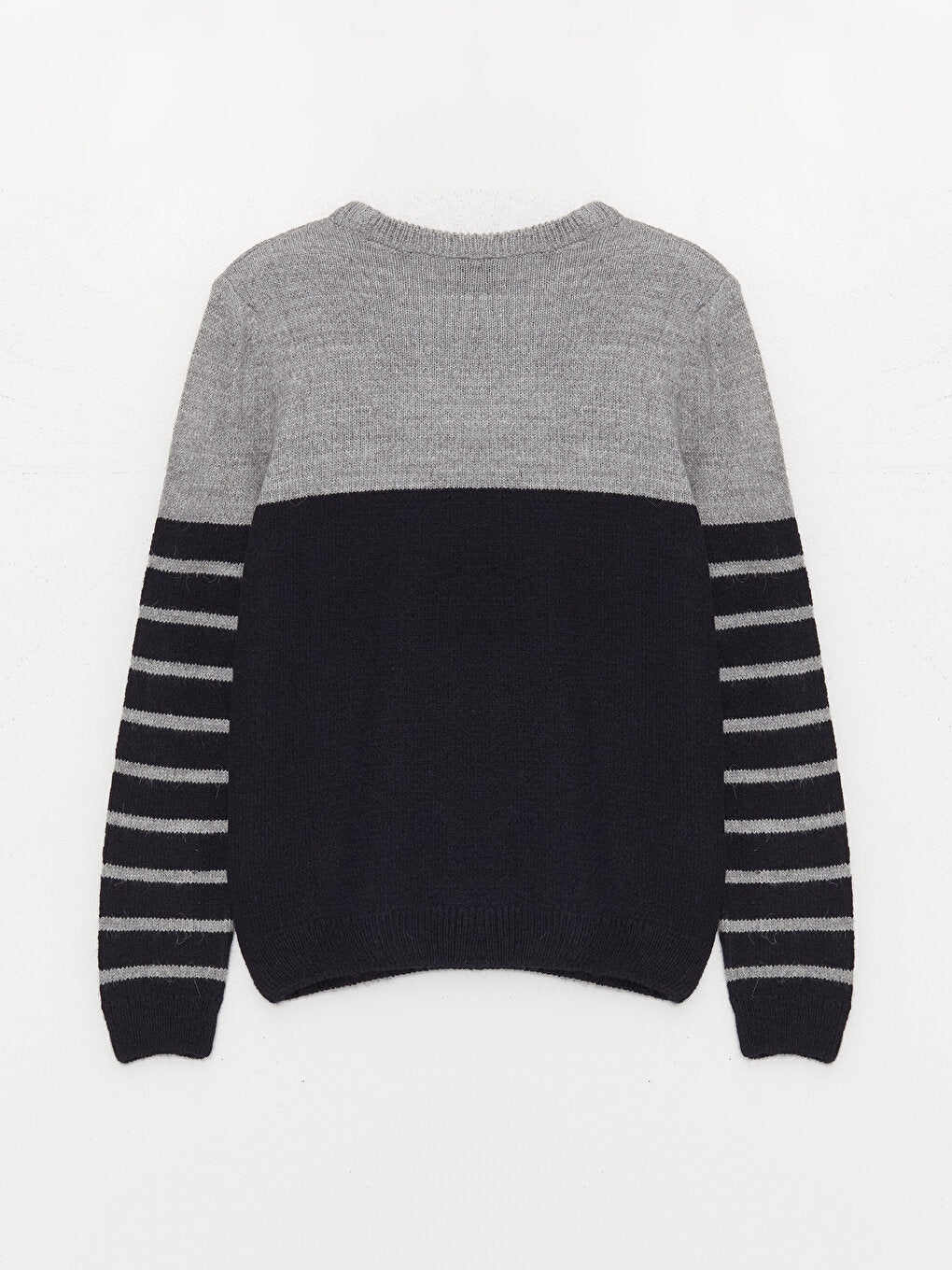 Crew Neck Striped Long Sleeve Boy's Knitwear Sweater