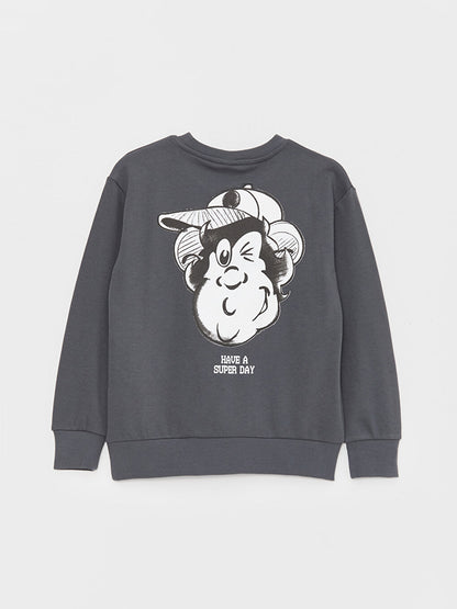 Crew Neck Nostalgic Monkey Printed Long Sleeve Unisex Kids Sweatshirt