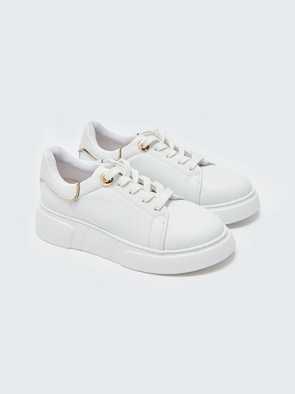 Lace-up Leather Look Women's Sneakers