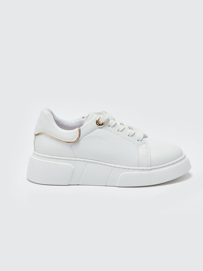 Lace-up Leather Look Women's Sneakers