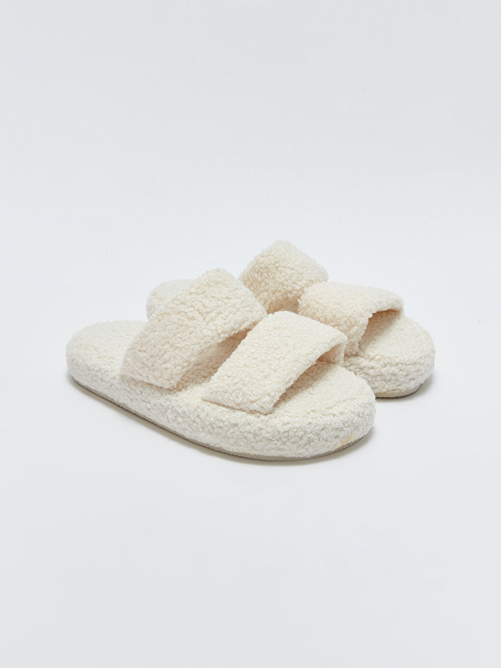 Double Banded Plush Women Home Slippers