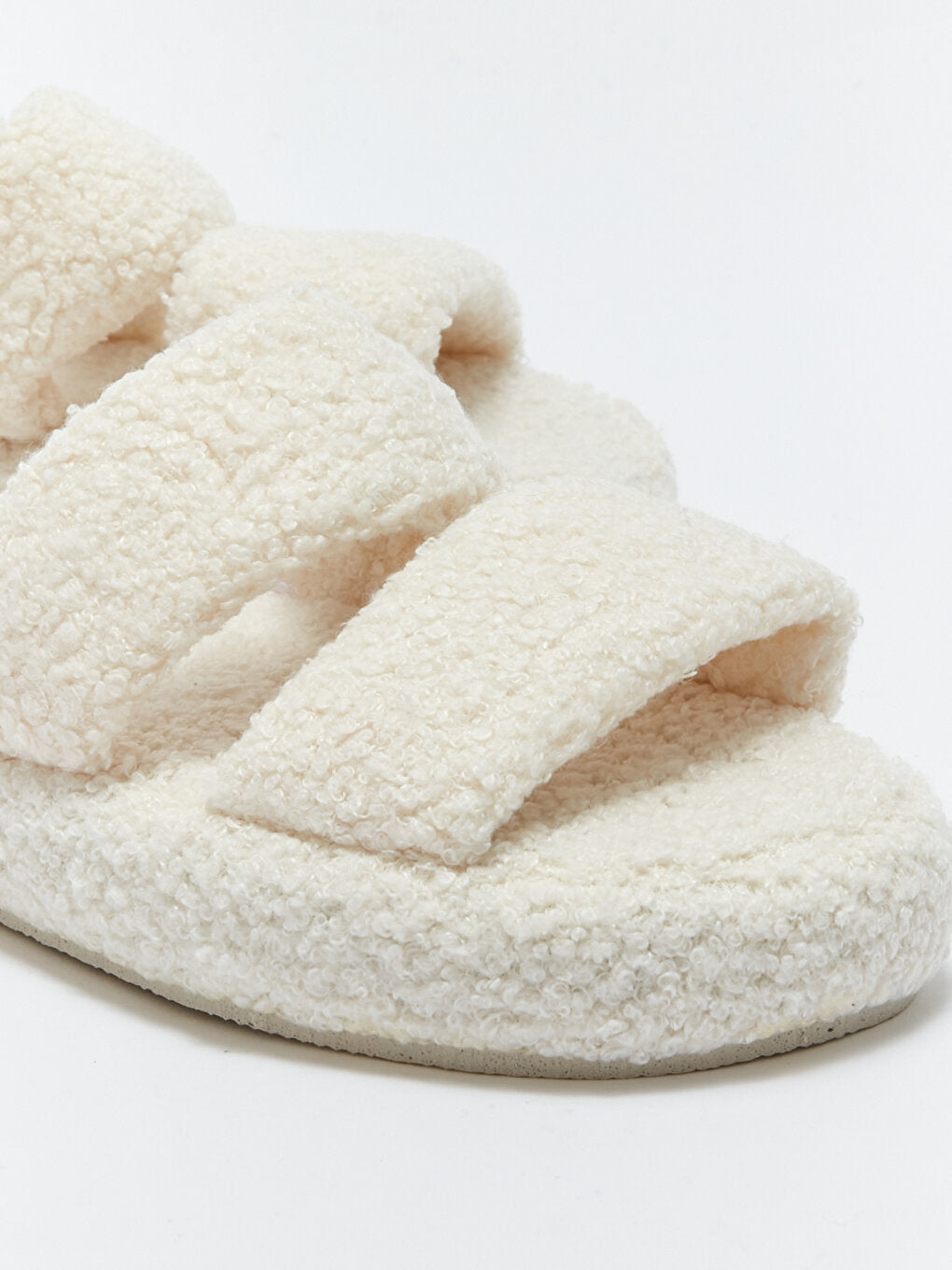 Double Banded Plush Women Home Slippers