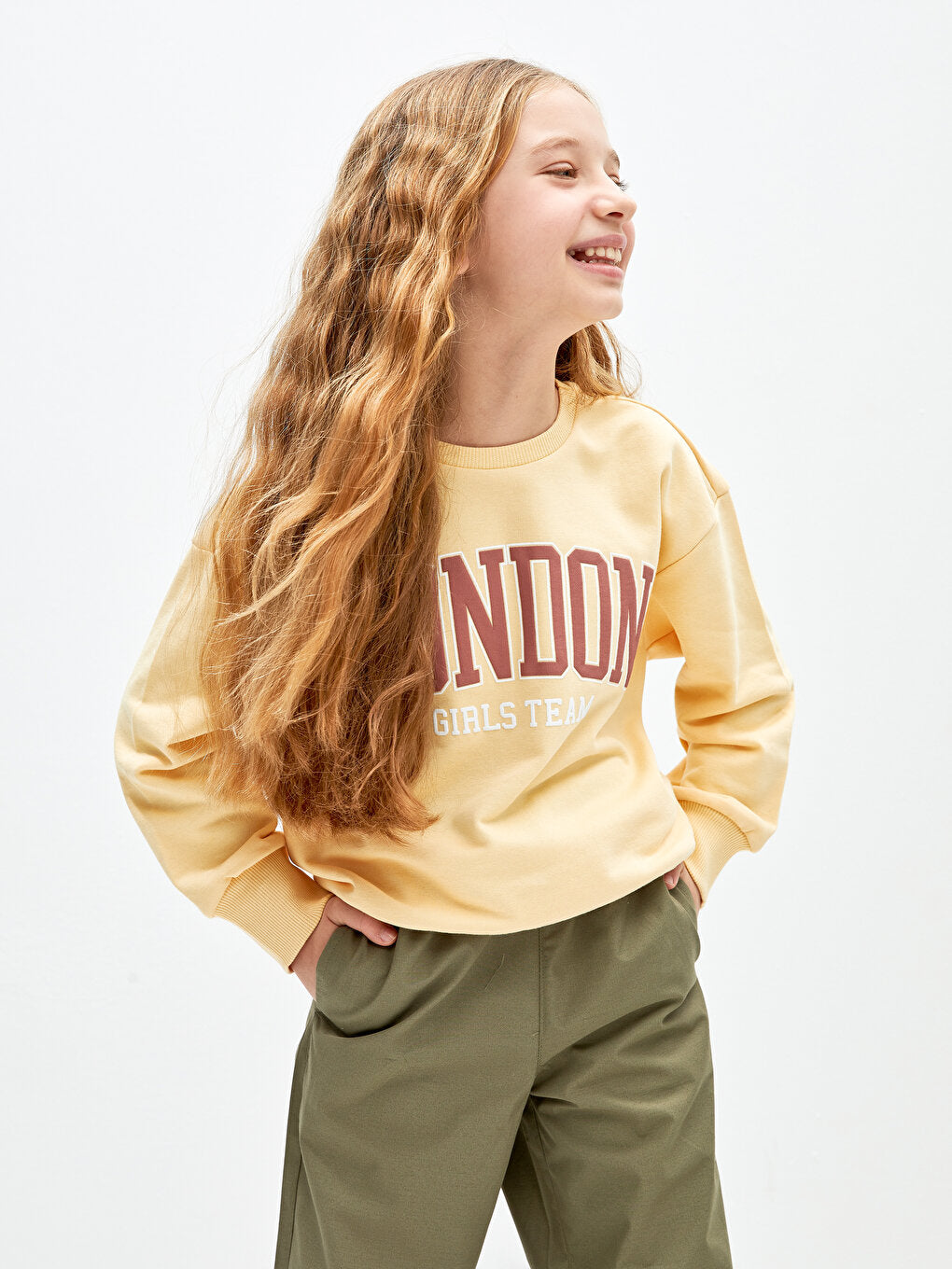 Crew Neck Printed Long Sleeve Girl's Sweatshirt