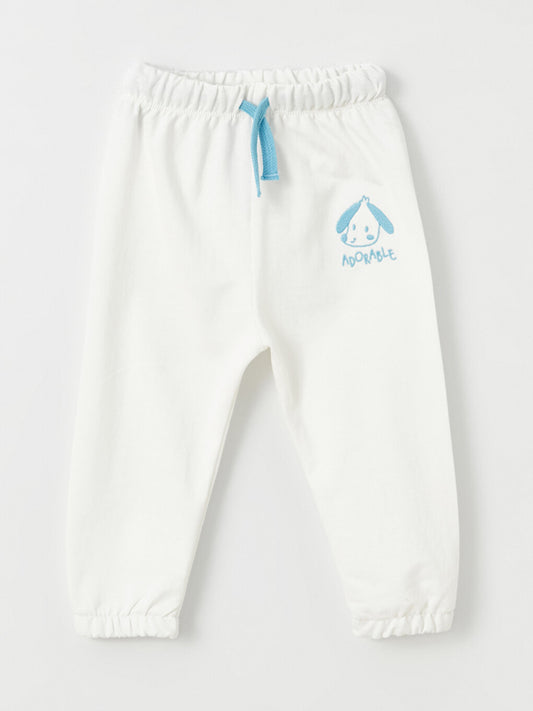 Embroidered Baby Boy Jogger Sweatpants with Elastic Waist