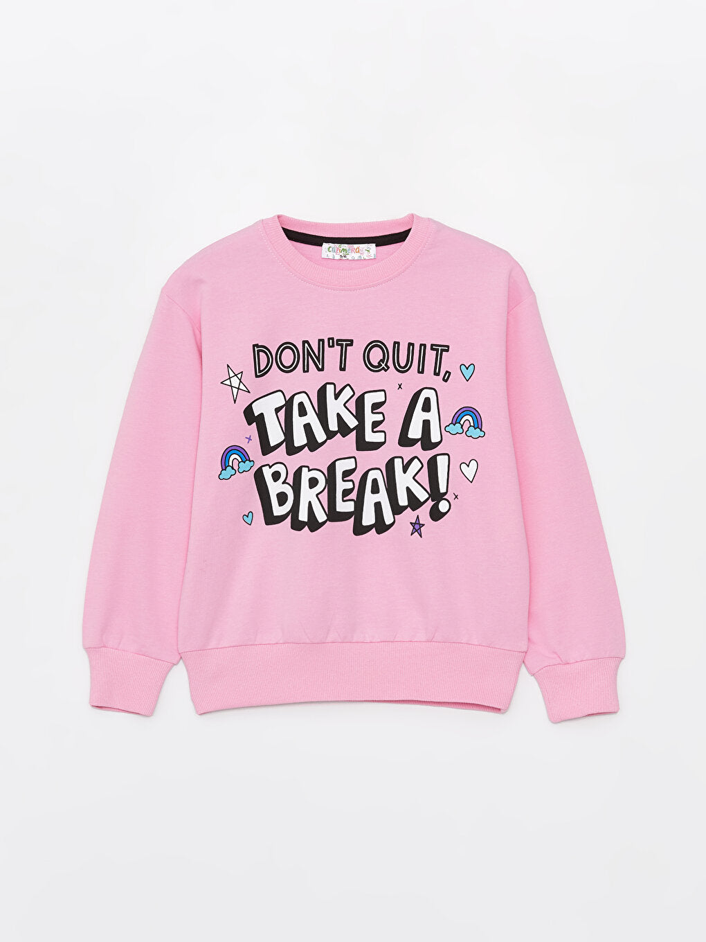 Crew Neck Printed Long Sleeve Girl's Sweatshirt