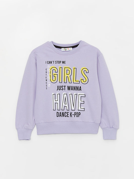 Crew Neck Printed Long Sleeve Girl's Sweatshirt