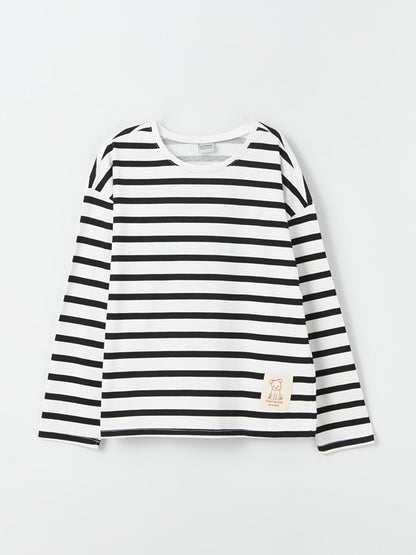 Crew Neck Striped Long Sleeve Girl's T-Shirt