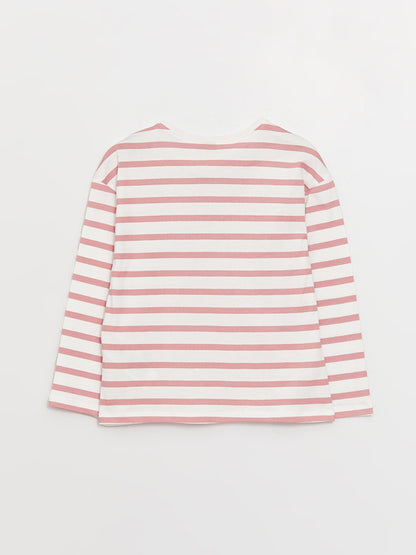 Crew Neck Striped Long Sleeve Girl's T-Shirt