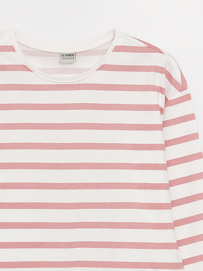 Crew Neck Striped Long Sleeve Girl's T-Shirt