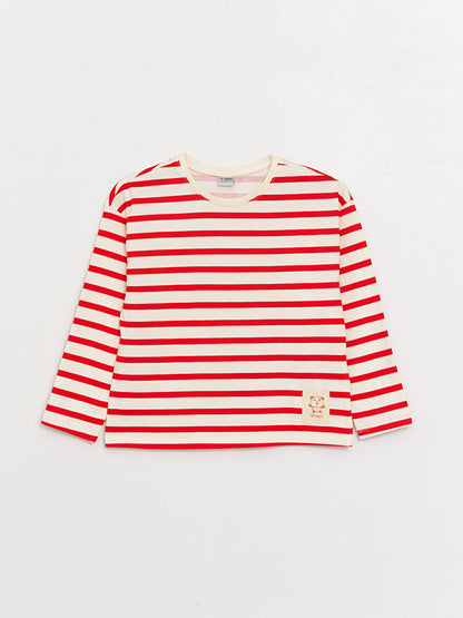 Crew Neck Striped Long Sleeve Girl's T-Shirt