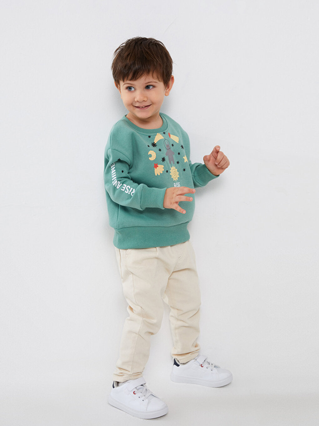 Crew Neck Long Sleeve Printed Baby Boy Sweatshirt