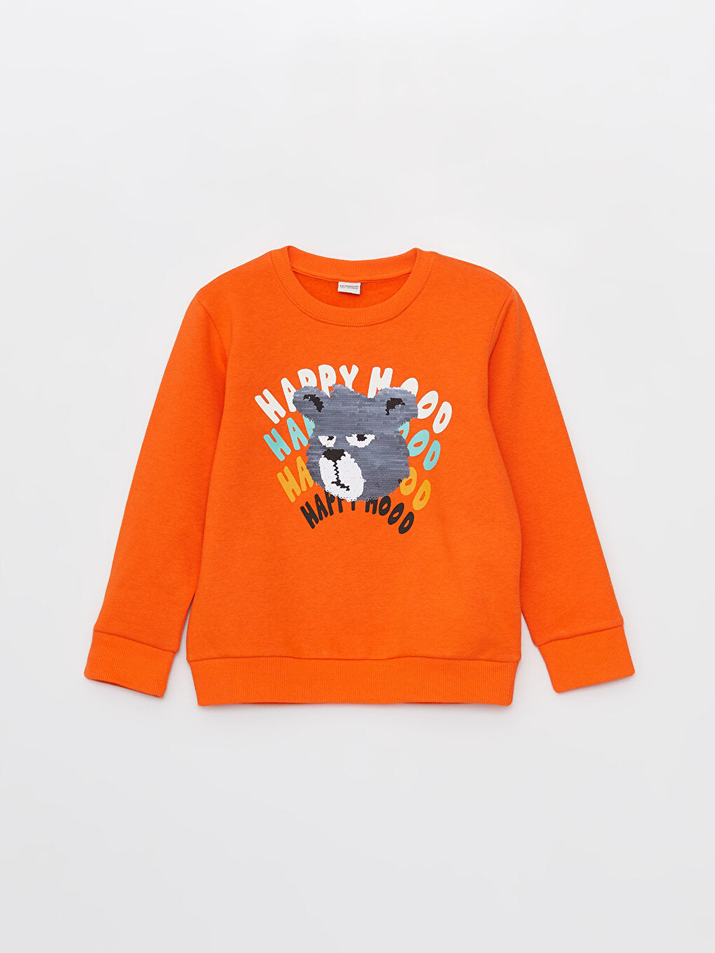 Crew Neck Printed Reversible Sequined Long Sleeve Boy's Sweatshirt