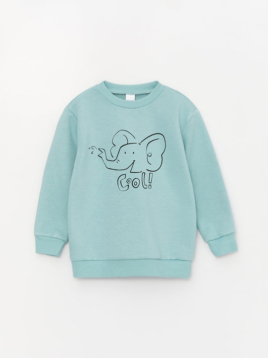 Crew Neck Long Sleeve Printed Baby Boy Sweatshirt