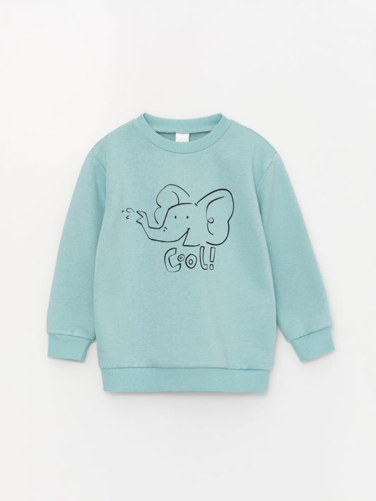 Crew Neck Long Sleeve Printed Baby Boy Sweatshirt