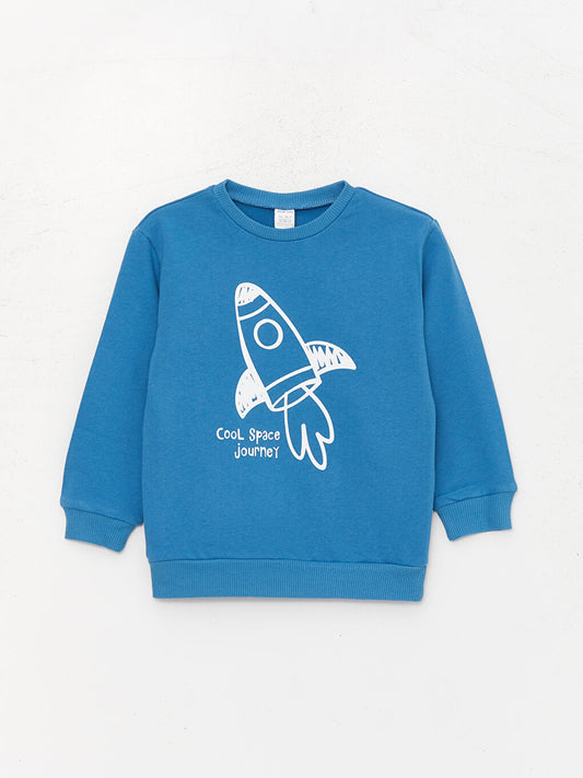 Crew Neck Long Sleeve Printed Baby Boy Sweatshirt