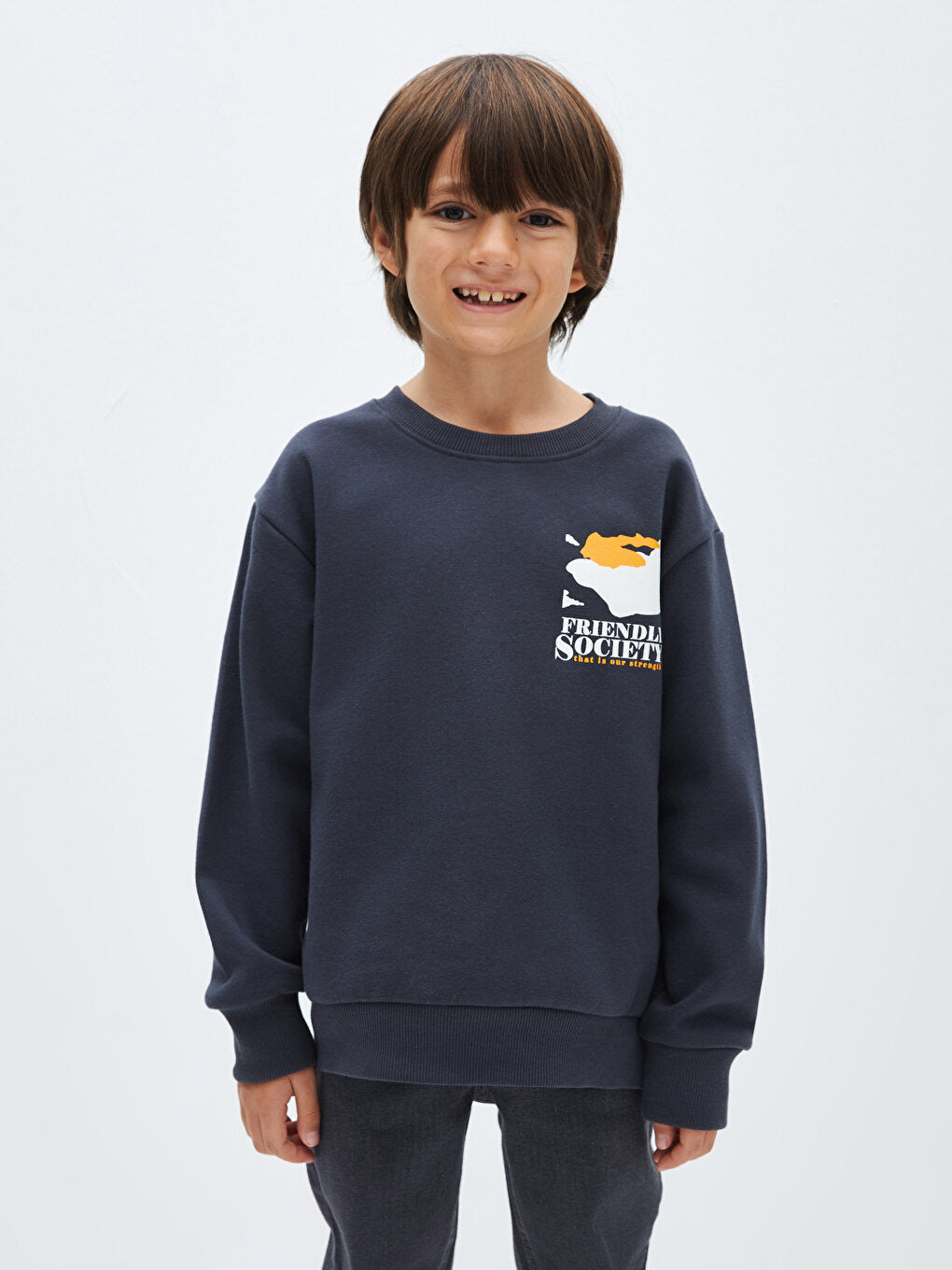 Crew Neck Printed Long Sleeve Boy's Sweatshirt