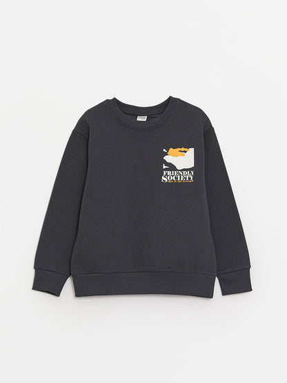 Crew Neck Printed Long Sleeve Boy's Sweatshirt