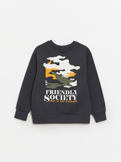 Crew Neck Printed Long Sleeve Boy's Sweatshirt