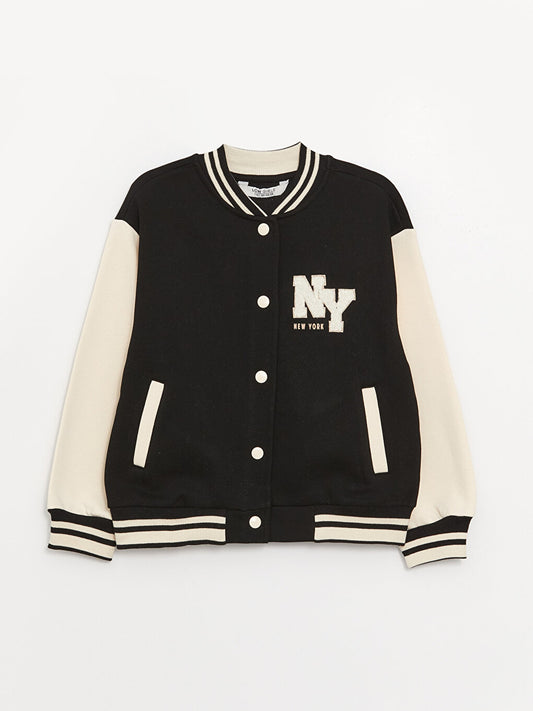 Embroidered Long Sleeve Girls' College Jacket