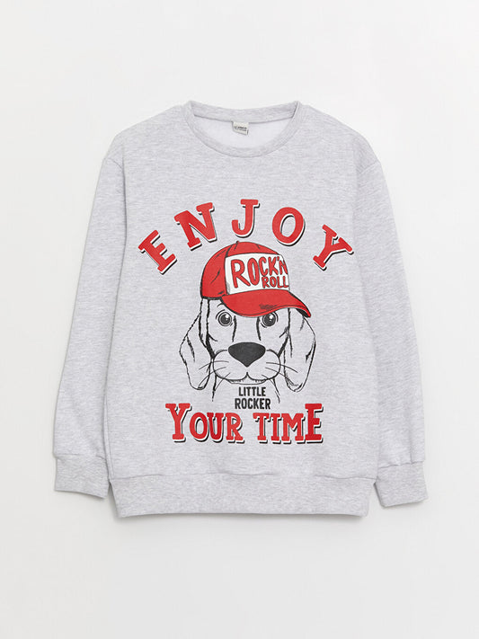 Comfortable Crew Neck Printed Boy's Sweatshirt