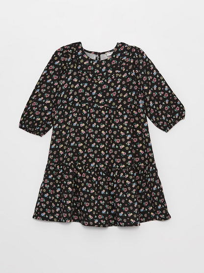 Crew Neck Floral Girl's Dress