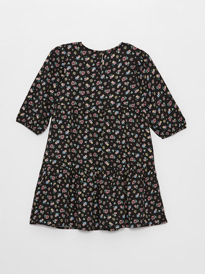 Crew Neck Floral Girl's Dress