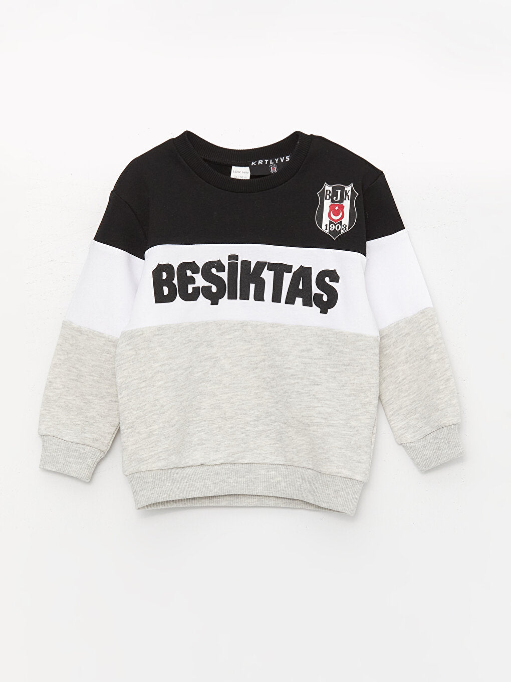 Crew Neck Long Sleeve Beşiktaş Printed Baby Boy Sweatshirt