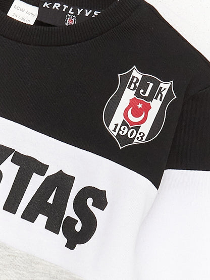 Crew Neck Long Sleeve Beşiktaş Printed Baby Boy Sweatshirt