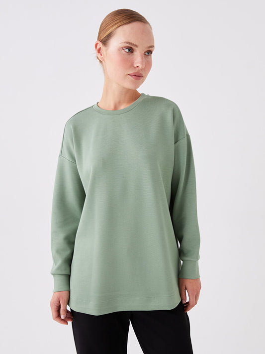 Crew Neck Plain Long Sleeve Oversize Women's Tunic